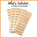 Decorative Striped Paper Straws (100pcs, Striped, Gray) - themeprintparty