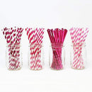 Decorative Striped Paper Straws (100pcs, Striped, Gray) - themeprintparty