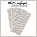 Decorative Striped Paper Straws (100pcs, Striped, Gray) - themeprintparty