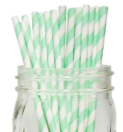 Decorative Striped Paper Straws (100pcs, Striped, Gray) - themeprintparty