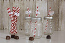 Decorative Striped Paper Straws (100pcs, Striped, Gray) - themeprintparty