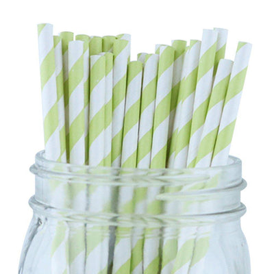 Decorative Striped Paper Straws (100pcs, Striped, Gray) - themeprintparty