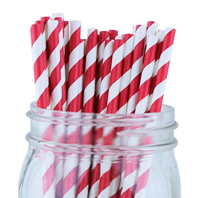 Decorative Striped Paper Straws (100pcs, Striped, Gray) - themeprintparty