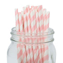 Decorative Striped Paper Straws (100pcs, Striped, Gray) - themeprintparty