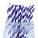 Decorative Striped Paper Straws (100pcs, Striped, Gray) - themeprintparty