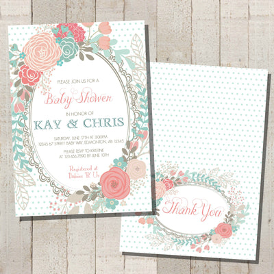 Shabby Chic Baby Shower Party Invitation | Shabby Chic Printable Invitation | Garden Printable Invitation | Shabby Chic Decorations | Vintage Baby Shower Invitation