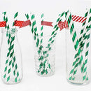 Decorative Striped Paper Straws (100pcs, Striped, Gray) - themeprintparty