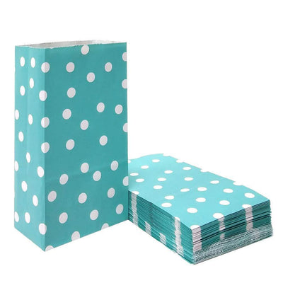 Favor Bags 50 PCS Blue Polka Dot Paper Lunch Bags for Sweets Biscuits Nuts Chocolates Christmas Gifts Birthday - themeprintparty