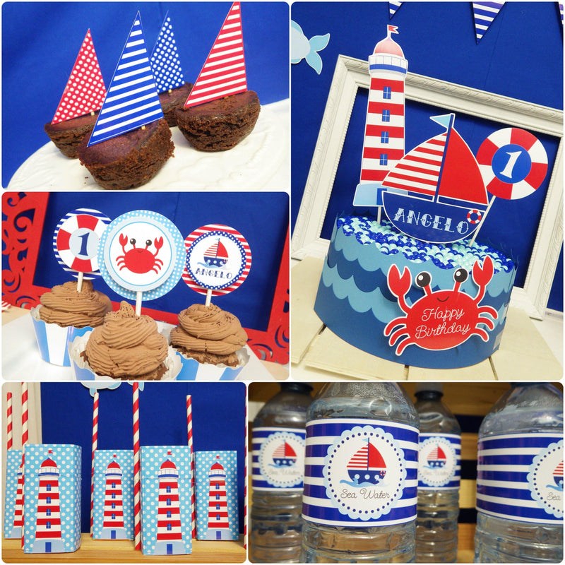 Nautical Birthday Printable Nautical 1st Birthday Decorations Sailor Party  Nautical 1st Birthday Party Download Sailer 1st Bday Decorations 