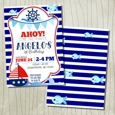 Nautical Birthday Party Invitation | Nautical Birthday Printable Invitation | Sailor Printable Invitation | Nautical Birthday Decorations | Nautical Birthday Invitation