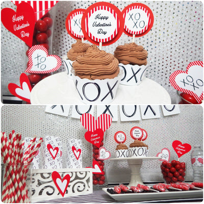 Valentine's Day FREE Printable Decorations | DIY Valentine's Day Decorations | Valentine's Day Party Supplies - themeprintparty