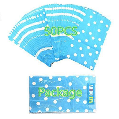 Favor Bags 50 PCS Blue Polka Dot Paper Lunch Bags for Sweets Biscuits Nuts Chocolates Christmas Gifts Birthday - themeprintparty