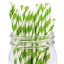 Decorative Striped Paper Straws (100pcs, Striped, Gray) - themeprintparty