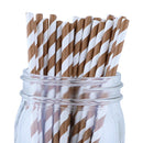 Decorative Striped Paper Straws (100pcs, Striped, Gray) - themeprintparty