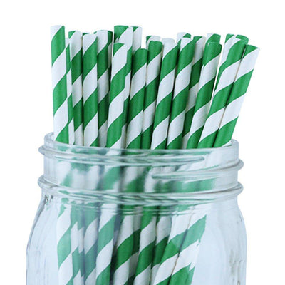 Decorative Striped Paper Straws (100pcs, Striped, Gray) - themeprintparty