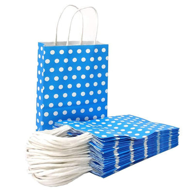 Favor Bags 50 PCS Blue Polka Dot Paper Lunch Bags for Sweets Biscuits Nuts Chocolates Christmas Gifts Birthday - themeprintparty