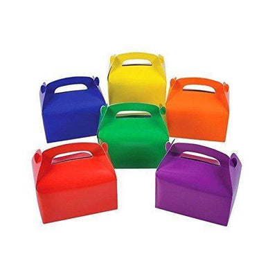 Cardboard Favor Boxes 12 Assorted Bright Rainbow Colors Treat Goody Bags Children Birthday Party Event Gift - themeprintparty