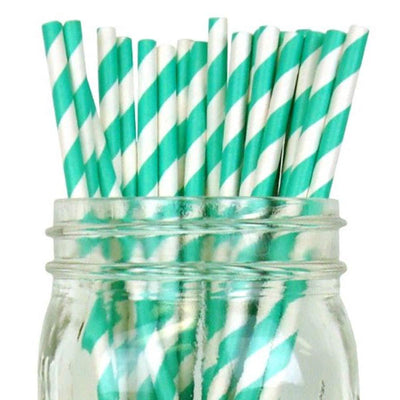 Decorative Striped Paper Straws (100pcs, Striped, Gray) - themeprintparty