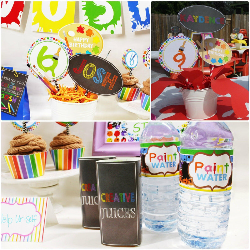 MINI DECOR SET, Art Birthday Party Printable, Art Party, Artist Birthday  Decorations, Paint Party Decorations