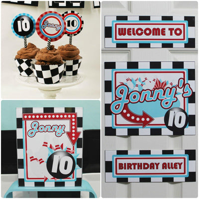 DECOR SET ESSENTIALS | Bowling Birthday Party | Bowling Party Printable | Bowling Birthday Decorations| Bowling Party Decorations | Any Age - themeprintparty