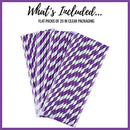 Decorative Striped Paper Straws (100pcs, Striped, Gray) - themeprintparty