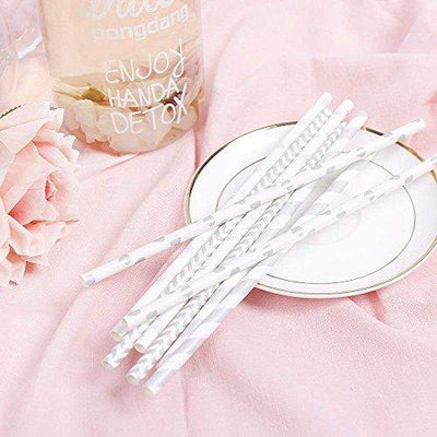 Paper Straw 100pc For Parties Birthdays Weddings Baby Showers And Celebrations (Pink/Gold) - themeprintparty