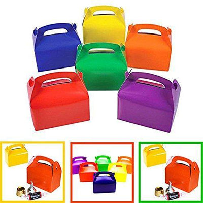 Cardboard Favor Boxes 12 Assorted Bright Rainbow Colors Treat Goody Bags Children Birthday Party Event Gift - themeprintparty