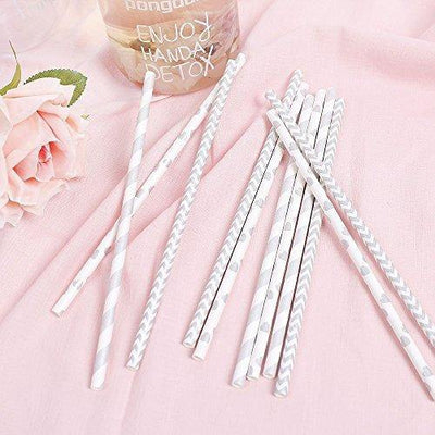 Paper Straw 100pc For Parties Birthdays Weddings Baby Showers And Celebrations (Pink/Gold) - themeprintparty