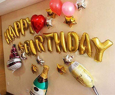 Happy Birthday Balloons Happy Birthday Banner Foil Letters Balloons Mylar Balloons for Birthday Party Decoration - themeprintparty