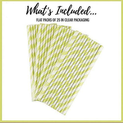 Decorative Striped Paper Straws (100pcs, Striped, Gray) - themeprintparty