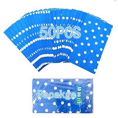 Favor Bags 50 PCS Blue Polka Dot Paper Lunch Bags for Sweets Biscuits Nuts Chocolates Christmas Gifts Birthday - themeprintparty