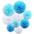 Tissue Paper Pom Poms, Tissue Flower Ball For Wedding Birthday Party and Baby Shower Decoration Premium Tissue Paper Pom Pom Flowers Craft Kit (Blue-White) - themeprintparty