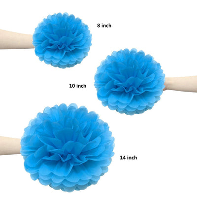 Tissue Paper Pom Poms Rainbow Paper Flowers for Party Decorations - 15 Pcs of 8,10,14 Inch - themeprintparty