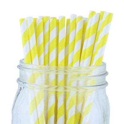 Decorative Striped Paper Straws (100pcs, Striped, Gray) - themeprintparty