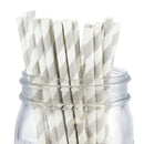 Decorative Striped Paper Straws (100pcs, Striped, Gray) - themeprintparty