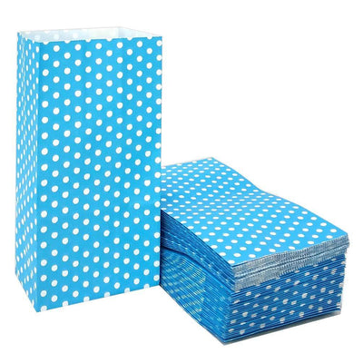 Favor Bags 50 PCS Blue Polka Dot Paper Lunch Bags for Sweets Biscuits Nuts Chocolates Christmas Gifts Birthday - themeprintparty