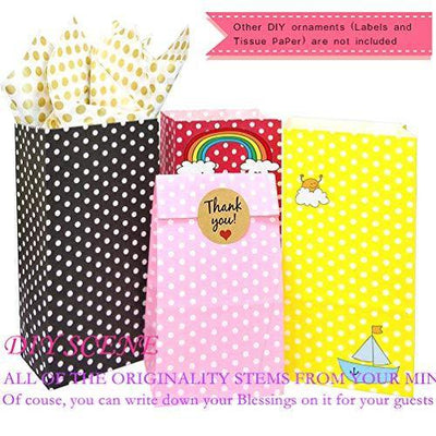 Favor Bags 50 PCS Blue Polka Dot Paper Lunch Bags for Sweets Biscuits Nuts Chocolates Christmas Gifts Birthday - themeprintparty