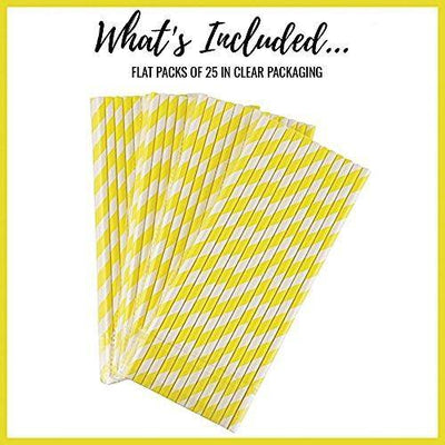 Decorative Striped Paper Straws (100pcs, Striped, Gray) - themeprintparty