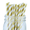 Decorative Striped Paper Straws (100pcs, Striped, Gray) - themeprintparty