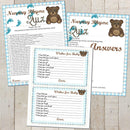 Teddy Bear Printable Baby Shower Games | Blue & Brown | DIY Printable | Baby Shower Printable | Baby Shower Games - themeprintparty