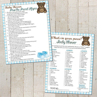 Teddy Bear Printable Baby Shower Games | Blue & Brown | DIY Printable | Baby Shower Printable | Baby Shower Games - themeprintparty