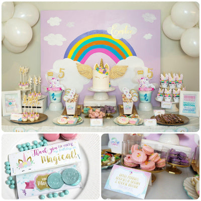 FULL PARTY SET | DECOR SET + INVITATION | Fairytale Birthday | Unicorn Birthday Party | Unicorn Party Printable | Unicorn Decorations | Unicorn, Mermaids & Fairies Birthday | Magical Birthday Party |  Unicorn Decorations - themeprintparty