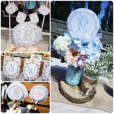 Shabby Chic Baby Shower | Shabby Chic Party Printable | Vintage Baby Shower Decorations | Shabby Chic Decorations - themeprintparty