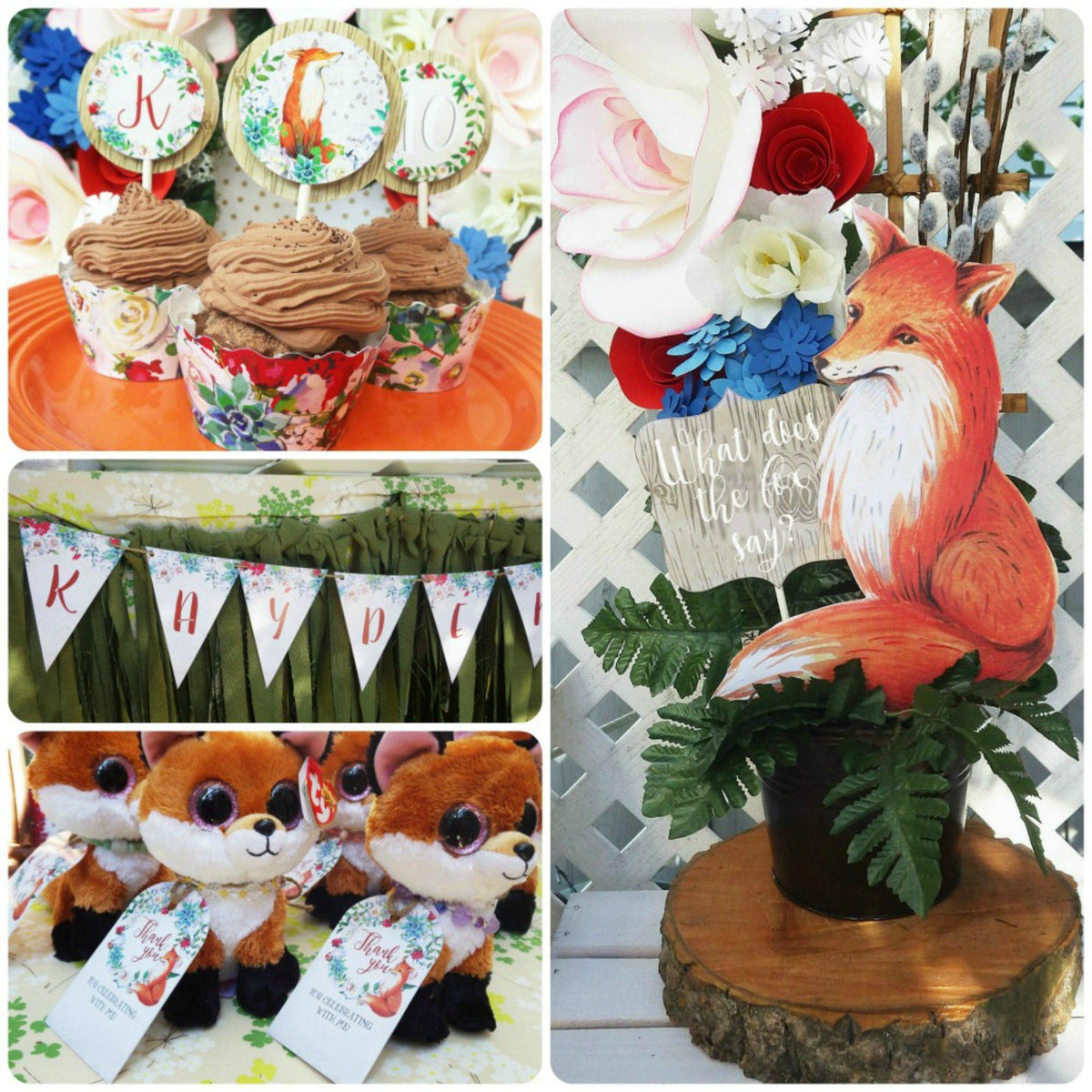 FULL PARTY SET | DECOR SET + INVITATION | Fox Birthday | Woodland Party ...