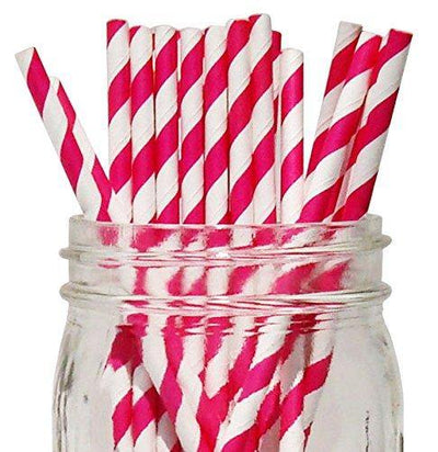 Decorative Striped Paper Straws (100pcs, Striped, Gray) - themeprintparty