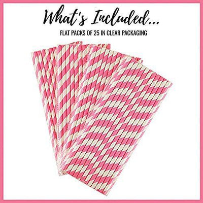 Decorative Striped Paper Straws (100pcs, Striped, Gray) - themeprintparty