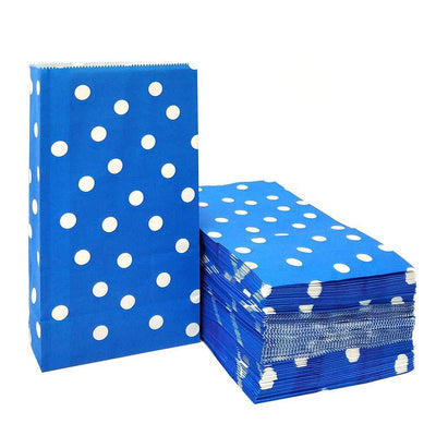 Favor Bags 50 PCS Blue Polka Dot Paper Lunch Bags for Sweets Biscuits Nuts Chocolates Christmas Gifts Birthday - themeprintparty