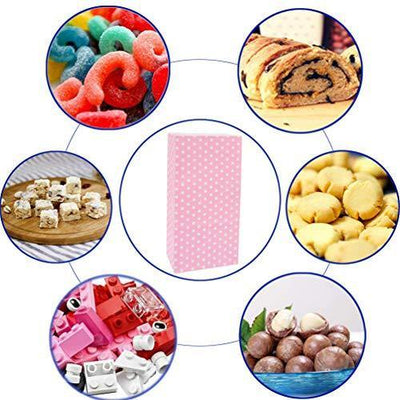 Favor Bags 50 PCS Blue Polka Dot Paper Lunch Bags for Sweets Biscuits Nuts Chocolates Christmas Gifts Birthday - themeprintparty