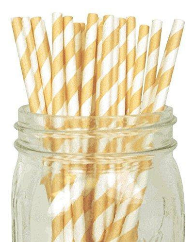 Decorative Striped Paper Straws (100pcs, Striped, Gray) - themeprintparty