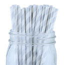 Decorative Striped Paper Straws (100pcs, Striped, Gray) - themeprintparty